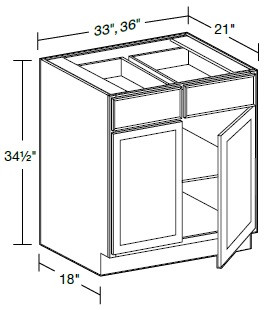 Ideal Cabinetry Waterford Vanguard Oak Double Door Vanity Base Cabinet - VB3321-WVK