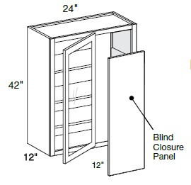Ideal Cabinetry Nantucket Pebble Gray Corner Cabinet - Glass Doors - WBCU2742PFG-NPG