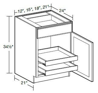 Ideal Cabinetry Nantucket Pebble Gray Base Cabinet - B15-2T-NPG