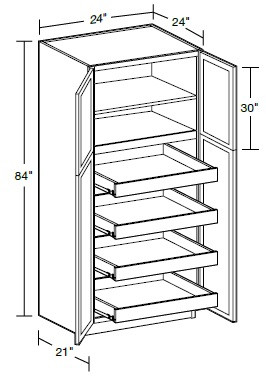 Ideal Cabinetry Nantucket Cinnamon Pantry Cabinet - U242484-4T-NCN