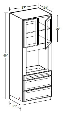 Ideal Cabinetry Nantucket Cinnamon Oven Cabinet - Glass Doors - OC332496PFGU-NCN