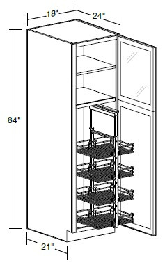 Ideal Cabinetry Nantucket Cinnamon Pantry Cabinet - Glass Doors - U182484PFG-PO4WS-NCN