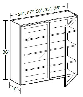 Ideal Cabinetry Nantucket Mocha Wall Cabinet - Glass Doors - W2436PFG-NMG