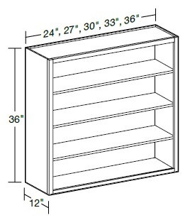 Ideal Cabinetry Nantucket Mocha Wall Cabinet - Without Doors - W3036ND-NMG