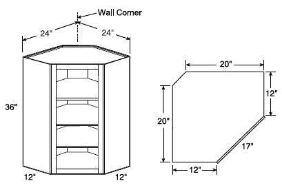 Ideal Cabinetry Nantucket Mocha Angled Cabinet - Without Doors - WA2436ND-NMG