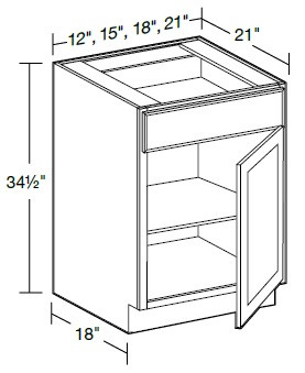 Ideal Cabinetry Nantucket Mocha Single Door Vanity Base Cabinet - VB1221-NMG