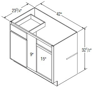 Aristokraft Cabinetry All Plywood Series Winstead Maple 5 Piece Square Corner Base Cabinets BC4532.5