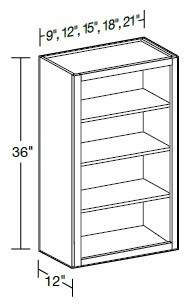 Ideal Cabinetry Standford Vivid White Wall Cabinet - Without Doors - W1836ND-SVW