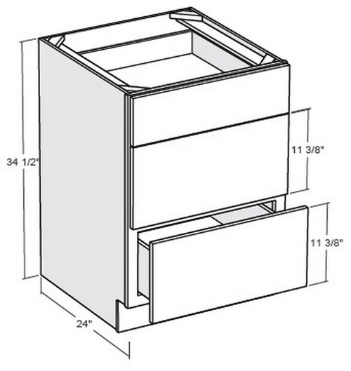 Cubitac Cabinetry Sofia Pewter Glaze Three Drawers Base Cabinet - DB30-SPG