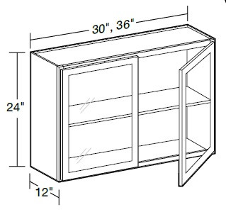 Ideal Cabinetry Danville Polar White Wall Cabinet - Glass Doors - W3024PFG-DPW