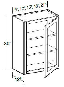 Ideal Cabinetry Danville Polar White Wall Cabinet - Glass Doors - W0930PFG-DPW