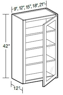 Ideal Cabinetry Danville Polar White Wall Cabinet - Glass Doors - W1842PFG-DPW