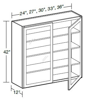 Ideal Cabinetry Danville Polar White Wall Cabinet - Glass Doors - W3342PFG-DPW