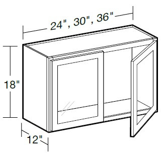 Ideal Cabinetry Danville Pebble Gray Wall Cabinet - Glass Doors - W2418PFG-DPG