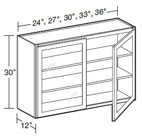 Ideal Cabinetry Danville Pebble Gray Wall Cabinet - Glass Doors - W3630PFG-DPG