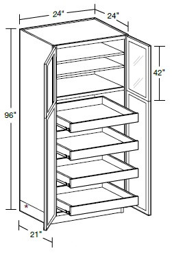 Ideal Cabinetry Danville Pebble Gray Pantry Cabinet - Glass Doors - U242496PFG-4T-DPG