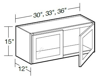 Ideal Cabinetry Danville Deep Onyx Wall Cabinet - Glass Doors - W3315PFG-DDO