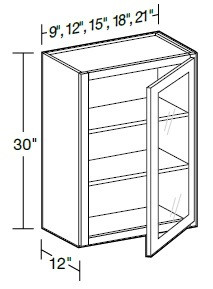 Ideal Cabinetry Portola Polar White Wall Cabinet - Glass Doors - W1530PFG-PPW