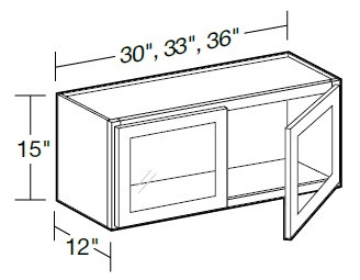 Ideal Cabinetry Portola Deep Onyx Wall Cabinet - Glass Doors - W3015PFG-PDO