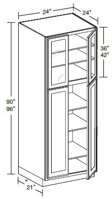 Ideal Cabinetry Portola Deep Onyx Pantry Cabinet - Glass Doors - U242496PFG-PDO