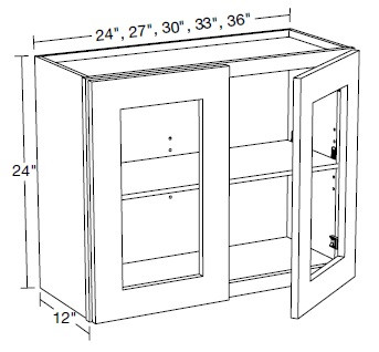 Ideal Cabinetry Portola Deep Onyx Wall Cabinet with Glass Doors - W2424PFG-PDO