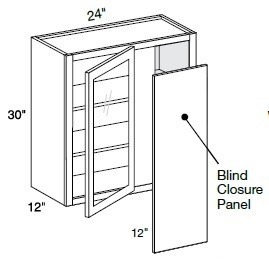 Ideal Cabinetry Portola Mythic Blue Corner Cabinet - Glass Doors - WBCU2730PFG-PMB
