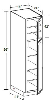 Ideal Cabinetry Portola Mythic Blue Pantry Cabinet - Glass Doors - U182496PFG-PMB