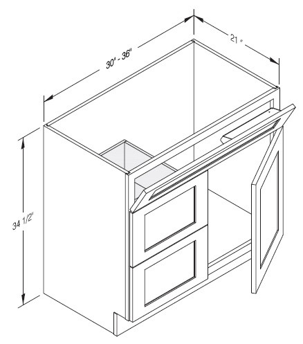 Cab-Tec Sturbridge White Bath Cabinet - SBW-VSD3621L