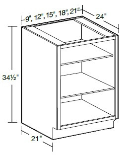 Ideal Cabinetry Waterford Valley Gray Base Cabinet - Without Doors - B09ND-WVG