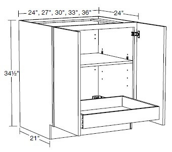 Ideal Cabinetry Waterford Vessel Blue Base Cabinet - B33FH-1T-WVB