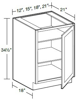 Ideal Cabinetry Waterford Vessel Blue Single Full Height Door Vanity Base Cabinet - VB1821FH-WVB