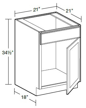 Ideal Cabinetry Douglas Vivid White Single Door Vanity Sink Base Cabinet - VSB2121-DVW