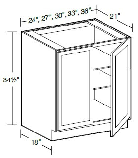 Ideal Cabinetry Douglas Valley Gray Double Full Height Door Vanity Base Cabinet - VB2421FH-DVG
