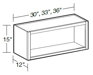 Ideal Cabinetry Douglas Valiant Onyx Wall Cabinet - Without Doors - W3015ND-DVO