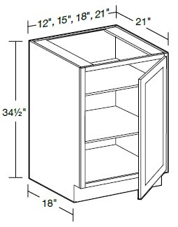 Ideal Cabinetry Douglas Vessel Blue Single Full Height Door Vanity Base Cabinet - VB1221FH-DVB