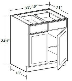 Ideal Cabinetry Douglas Verdant Green Double Door Vanity Base Cabinet - VB3621-DVA