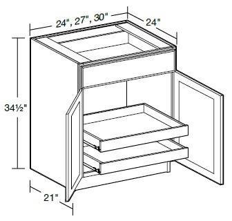 Ideal Cabinetry Douglas Vanguard Oak Base Cabinet - B24-2T-DVK