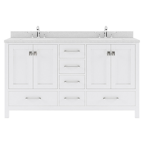 Virtu USA - Caroline Avenue 60" Double Bath Vanity in White with White Quartz Top and Square Sinks - GD-50060-DWQSQ-WH-NM
