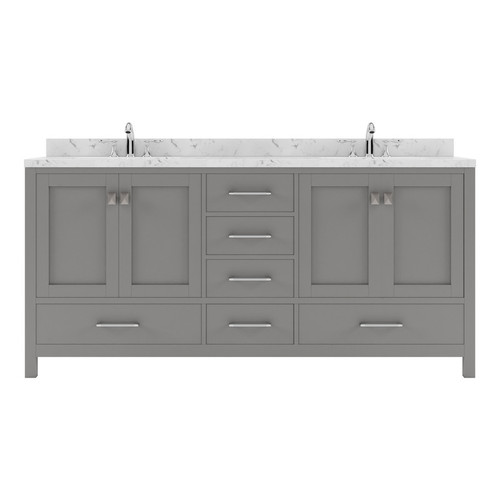 Virtu USA - Caroline Avenue 72" Double Bath Vanity in Gray with Cultured Marble Quartz Top and Round Sinks - GD-50072-CMRO-GR-NM