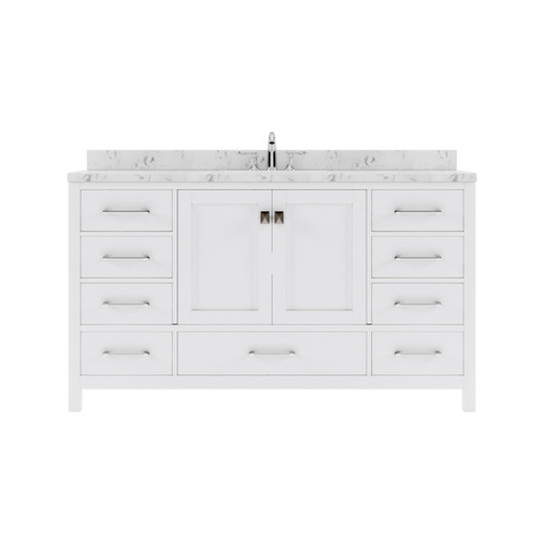 Virtu USA - Caroline Avenue 60" Single Bath Vanity in White with Cultured Marble Quartz Top and Round Sink - GS-50060-CMRO-WH-NM