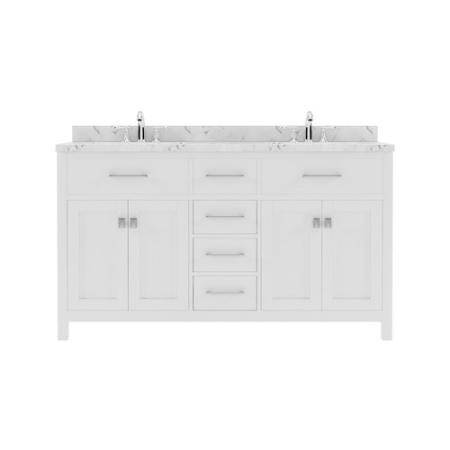 Virtu USA - Caroline 60" Double Bath Vanity in White with Cultured Marble Quartz Top and Round Sinks - MD-2060-CMRO-WH-NM