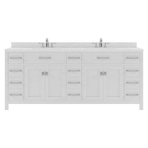 Virtu USA - Caroline Parkway 78" Double Bath Vanity in White with White Quartz Top and Square Sinks - MD-2178-DWQSQ-WH-NM