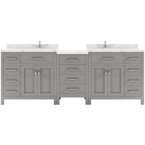 Virtu USA - Caroline Parkway 93" Double Bath Vanity in Gray with Cultured Marble Quartz Top and Round Sinks - MD-2193-CMRO-GR-NM