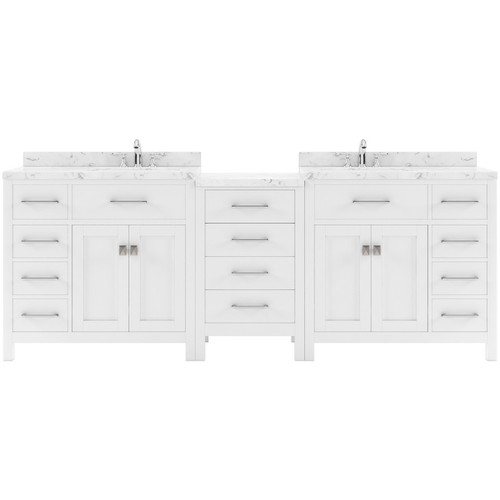 Virtu USA - Caroline Parkway 93" Double Bath Vanity in White with Cultured Marble Quartz Top and Square Sinks - MD-2193-CMSQ-WH-NM