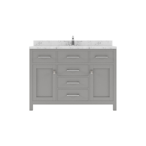 Virtu USA - Caroline 48" Single Bath Vanity in Gray with Cultured Marble Quartz Top and Square Sink - MS-2048-CMSQ-GR-NM
