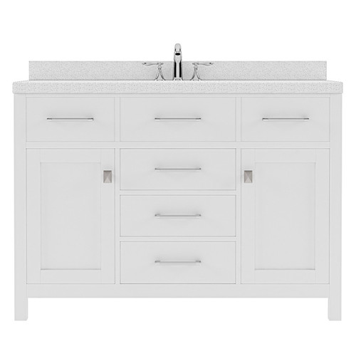 Virtu USA - Caroline 48" Single Bath Vanity in White with White Quartz Top and Round Sink - MS-2048-DWQRO-WH-NM