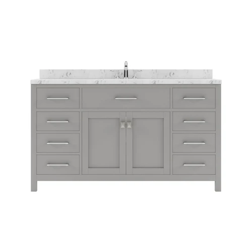 Virtu USA - Caroline 60" Single Bath Vanity in Gray with Cultured Marble Quartz Top and Round Sink - MS-2060-CMRO-GR-NM