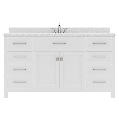 Virtu USA - Caroline 60" Single Bath Vanity in White with White Quartz Top and Round Sink - MS-2060-DWQRO-WH-NM