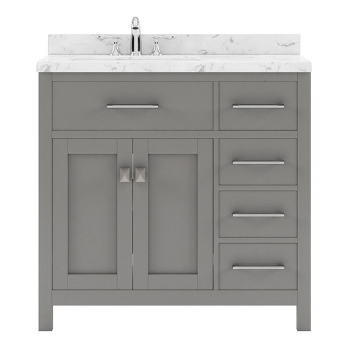 Virtu USA - Caroline Parkway 36" Single Bath Vanity in Gray with Cultured Marble Quartz Top and Round Sink - MS-2136R-CMRO-GR-NM