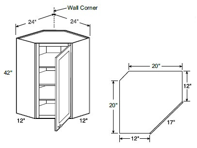 Ideal Cabinetry Princeton Valley Gray Angled Cabinet - WA2442-PVG